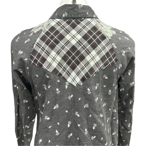 Free People Dottie Over You Floral Chambray Hi-lo Button Up Shirt Top Boho - Picture 5 of 8